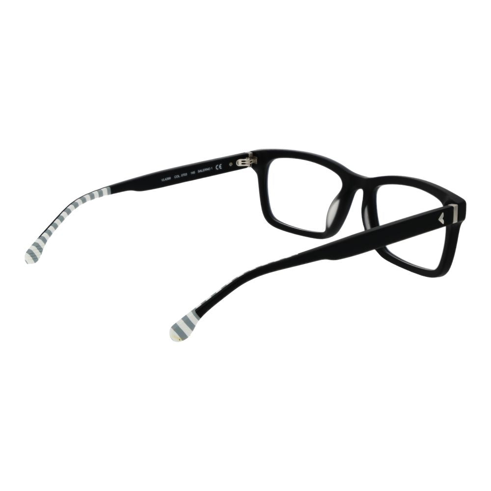 Lozza Black Acetate & Plastic Glasses (Frames) in full-rim rectangle style with demo lenses, black frame, includes branded case.