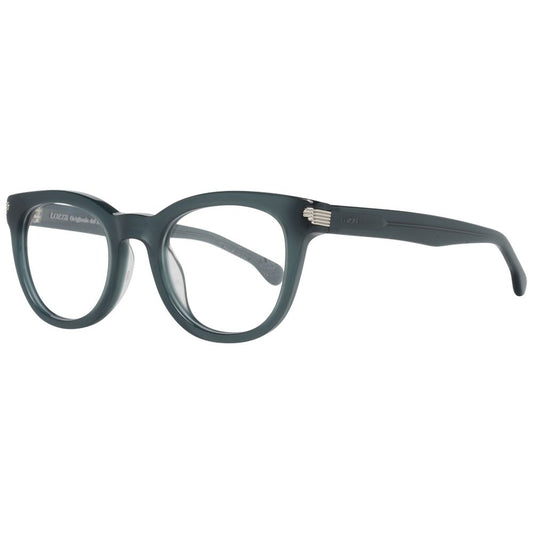 Lozza Green Women Glasses Frame, round plastic full-rim style, frame color green, lens width 47, bridge width 21, temples length 135.