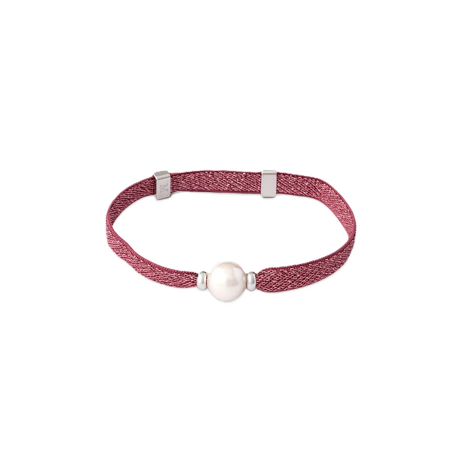 MAJORICA JEWELRY Mod. 17182.01.2.B00.000.1 red cord bracelet with pearl centerpiece and silver accents