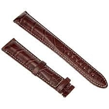 Brown leather MONTBLANC STRAPS WATCHES Mod. 9447 watch strap with crocodile pattern and stitching detail.