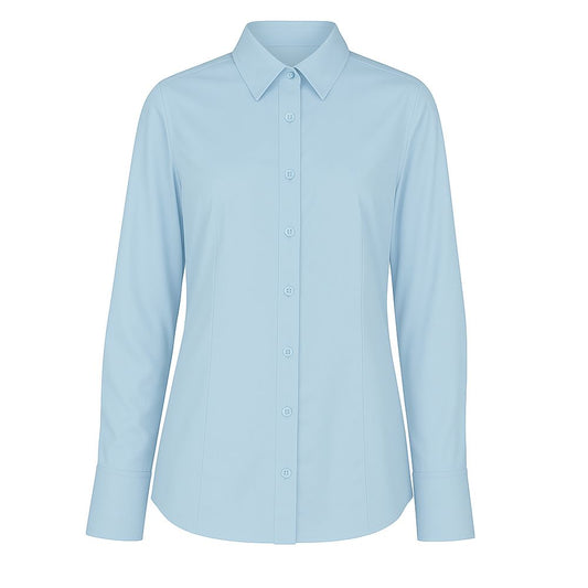Made in Italy Blue Cotton Shirt for women, 100% cotton, sky blue color, featuring collar and button closure, elegant Loro Piana design.