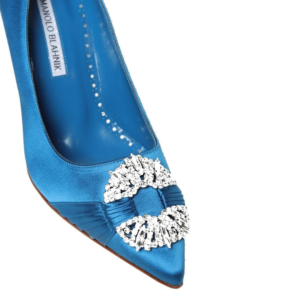 Manolo Blahnik Blue Silk High Heel Pumps