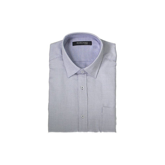 Marciano by Guess White Cotton Shirt with Italian collar, slim fit, long sleeves, single pocket, and logo detail.