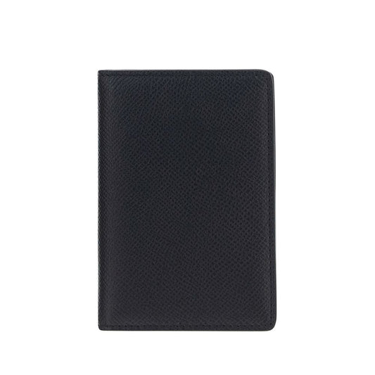 Margiela Black Calf Leather Bos Taurus Wallet with grained design and iconic brand embroidery, made in Italy.