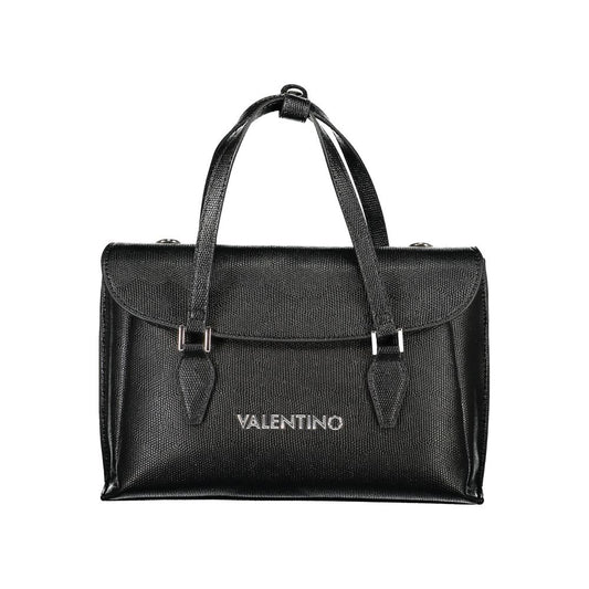 Mario Valentino Black Polyethylene Handbag with handles, shoulder strap, external pocket, snap closure, and logo