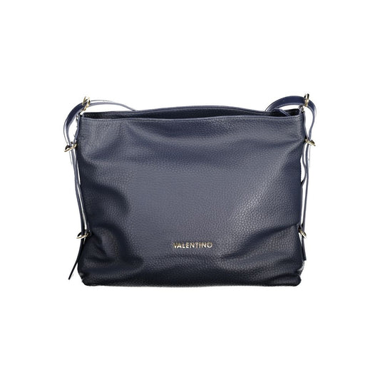 Mario Valentino Blue Polyethylene Handbag with adjustable shoulder handle, contrasting details, logo, and zip closure.