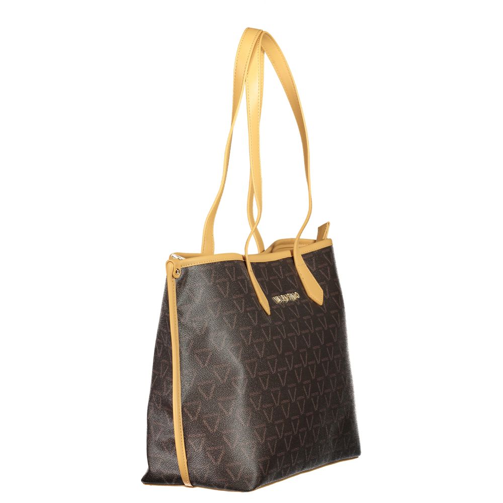 Mario Valentino Brown Polyethylene Handbag with contrasting details, 2 handles, central pocket, and logo.