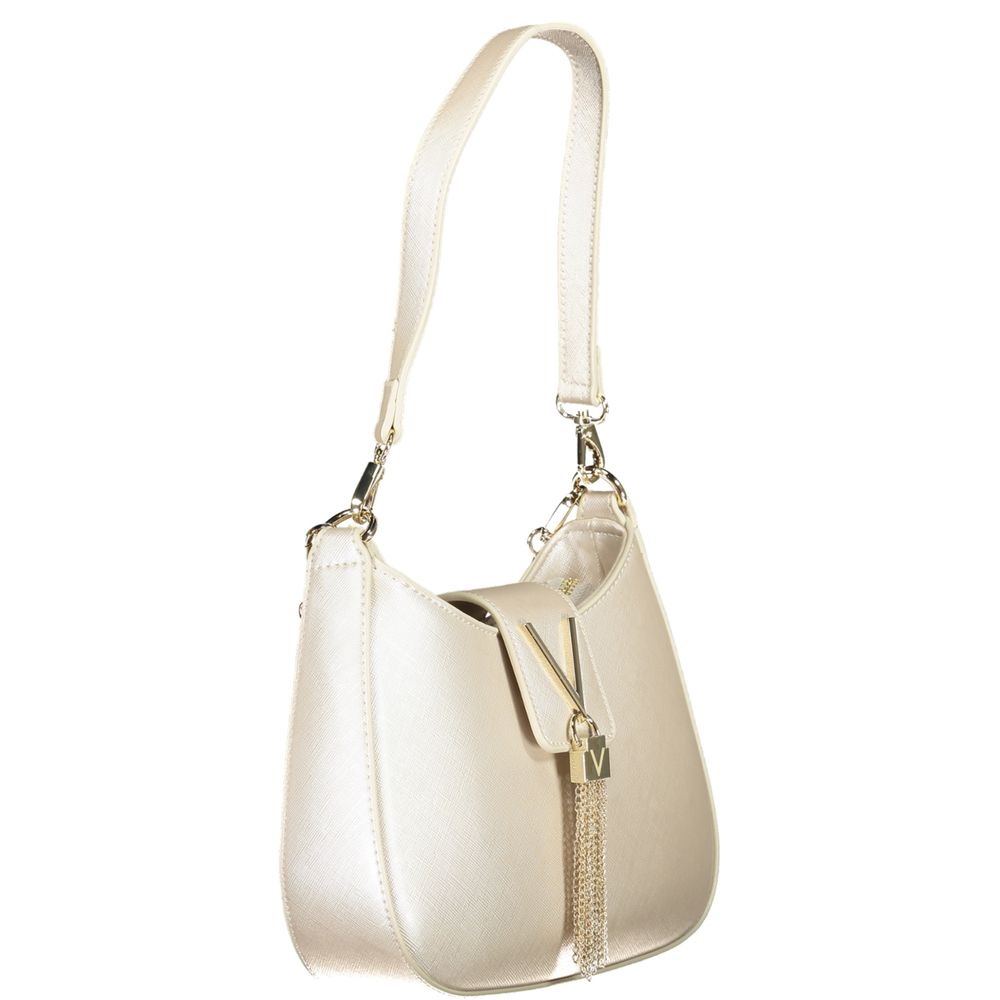 Elegant Mario Valentino Silver Polyethylene Women Handbag with chain strap and zip closure, featuring dazzling details and versatile design.