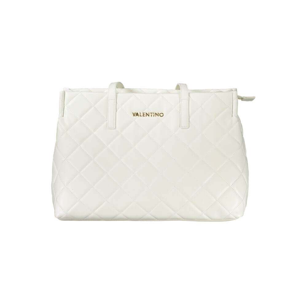 Mario Valentino White Polyethylene Handbag with 2 handles, 1 laptop compartment, 1 central pocket, contrasting details, and zip closure.