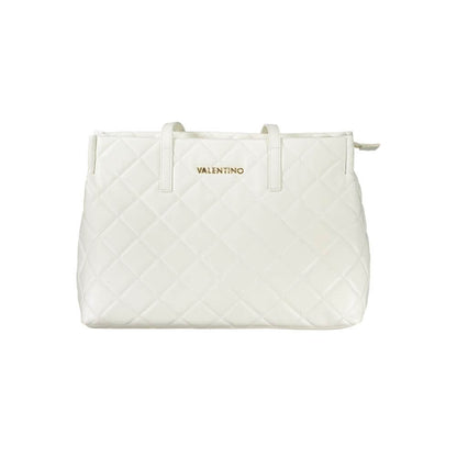 Mario Valentino White Polyethylene Handbag with 2 handles, 1 laptop compartment, 1 central pocket, contrasting details, and zip closure.