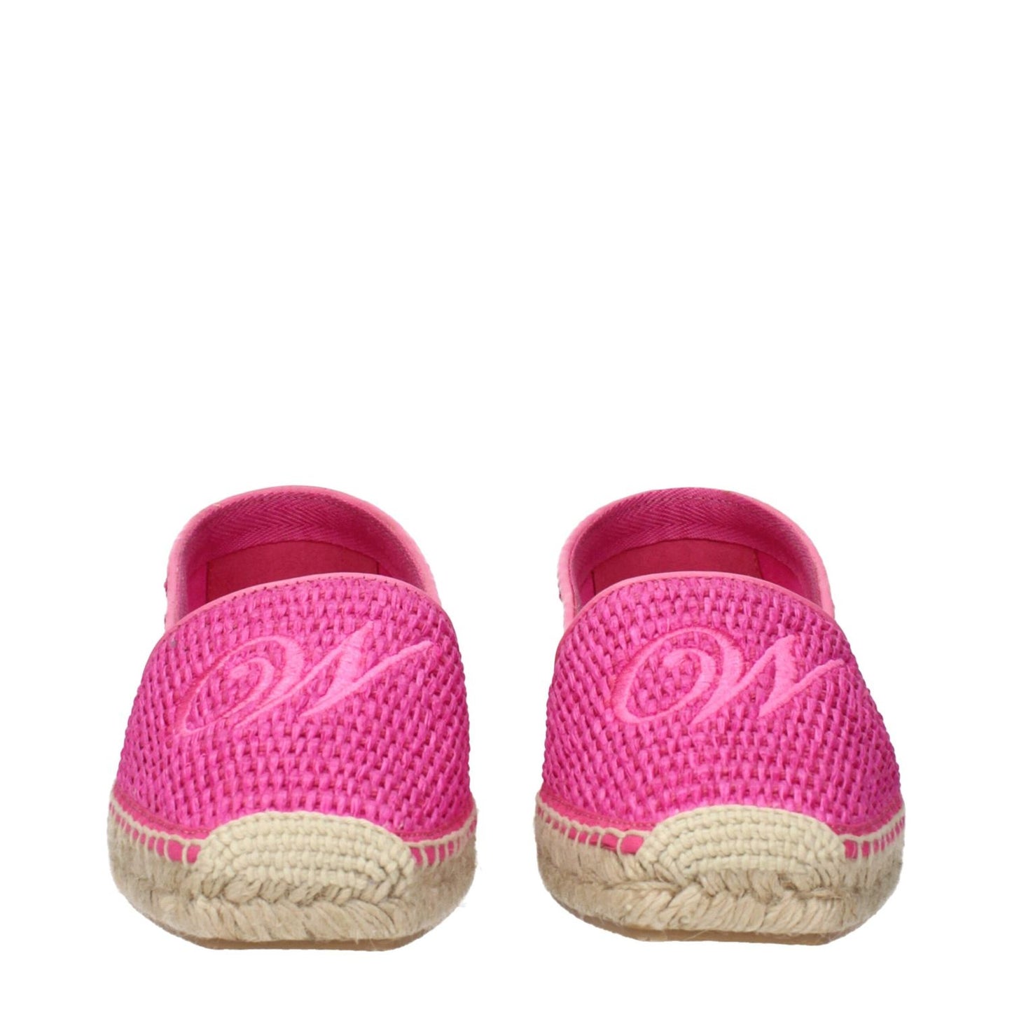 Max Mara Pink Fabric Espadrilles with front logo detail, featuring MPN 24155210956022, in fuchsia fabric, code F84145.