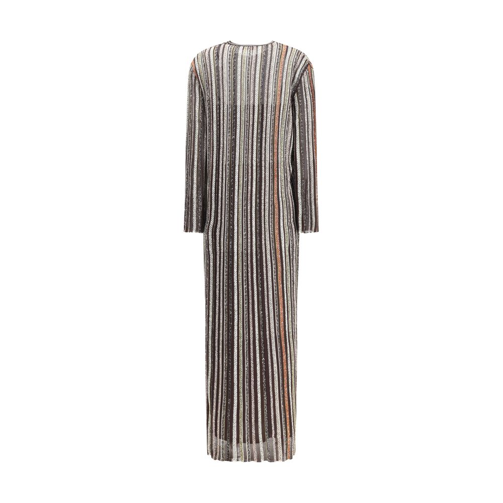 Missoni Multicolor Viscose Casual Dress with striped pattern, V-neckline, long sleeves, made from viscose, polyamide, and other fibers.