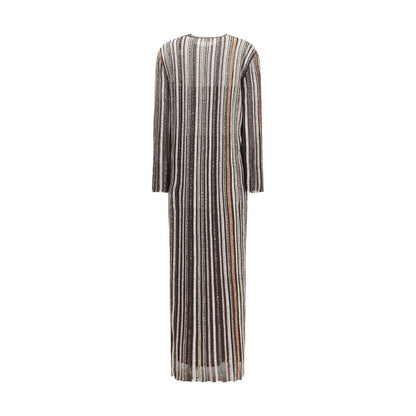 Missoni Multicolor Viscose Casual Dress with striped pattern, V-neckline, long sleeves, made from viscose, polyamide, and other fibers.