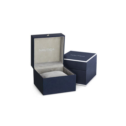 NAUTICA Mod. NAPBFCF04 official packaging box for gent's multifunction quartz analog watch.