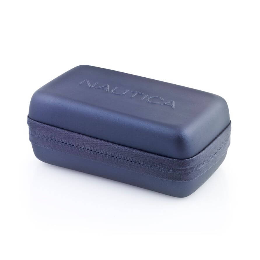 NAUTICA Mod. NAPHST003 official packaging box for gent's quartz analog watch, dark blue with zip closure.