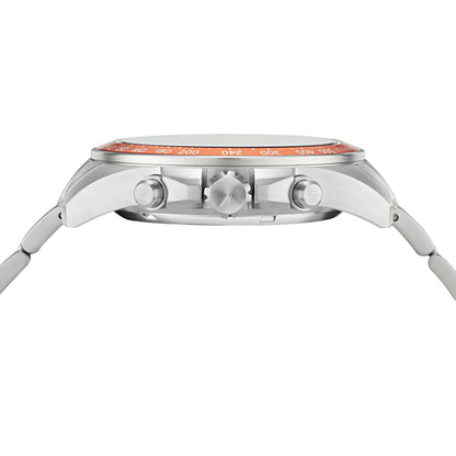 Side view of NAUTICA Mod. NAPOBF117 showing multifunctional quartz analog design with mineral case, 10 ATM water resistance, and bracelet strap.