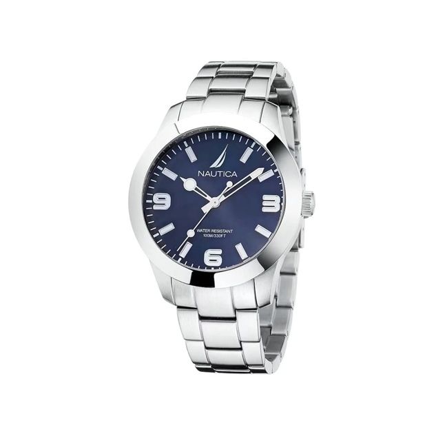 NAUTICA Mod. NAPPBF201 Gent Quartz Analog Watch, 42mm Case, 10 ATM Water Resistant, Bracelet, Mineral Dial, Official Box