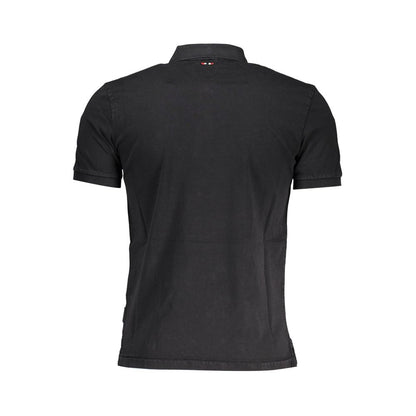 Napapijri Black Cotton Men Polo Shirt back view showcasing classic design and high-quality fabric.