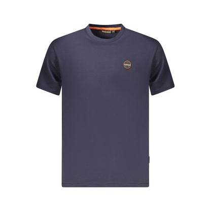 Napapijri Blue Organic Cotton Men T-Shirt with logo and classic crew neck
