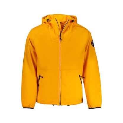 Napapijri Orange Recycled Polyester Men Jacket with hood and pockets