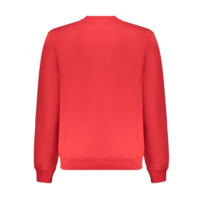 Back view of Napapijri Red Organic Cotton Men Sweater with long sleeves and crew neck.