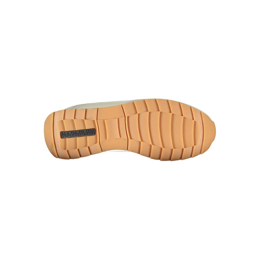 Bottom of a Napapijri White Leather Men Sneaker showing durable sole tread pattern, enhancing grip and style.