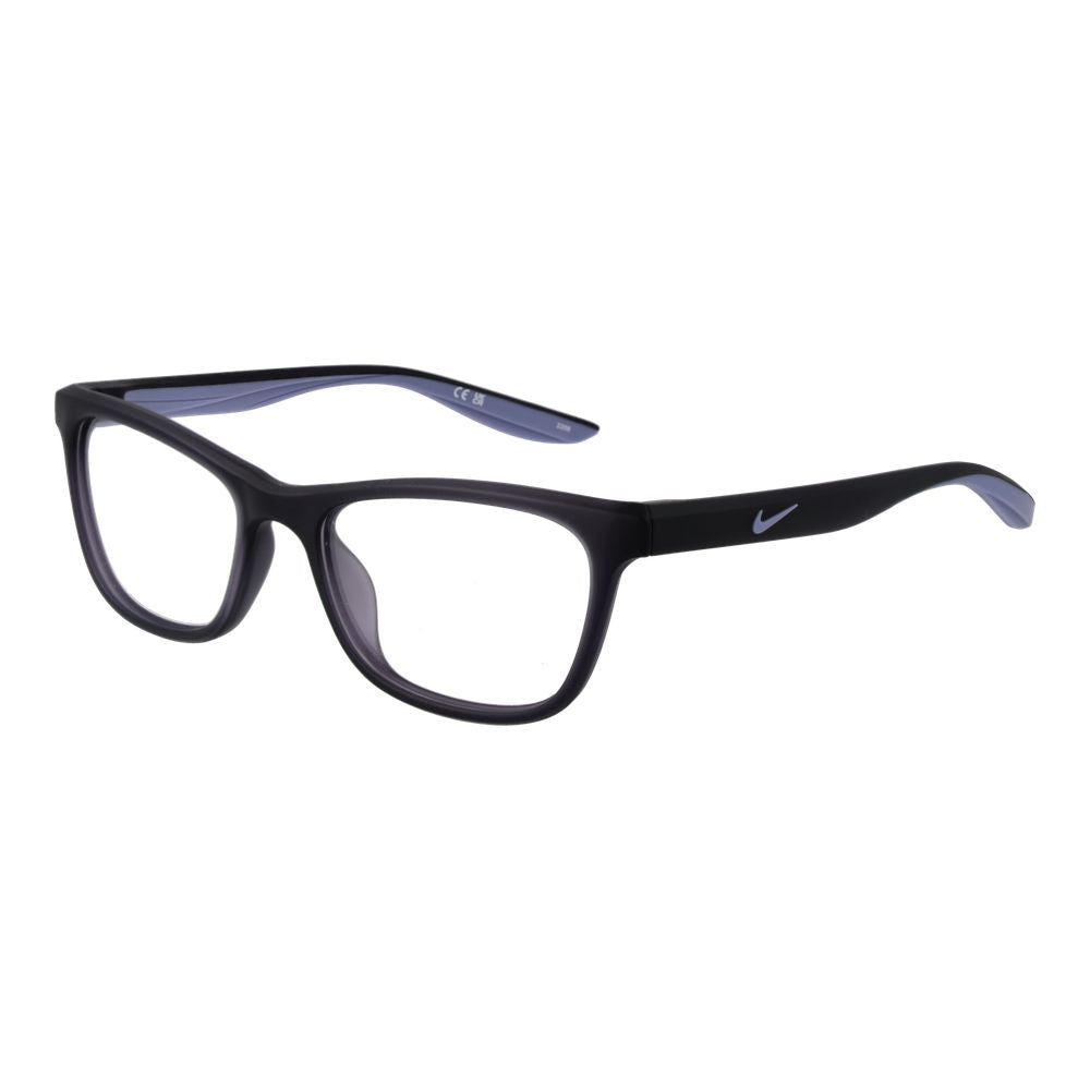 Nike Purple Women Glasses Frame, stainless steel, full-rim, cat eye style, demo lenses, size 52-17-140, no spring hinge, purple color.