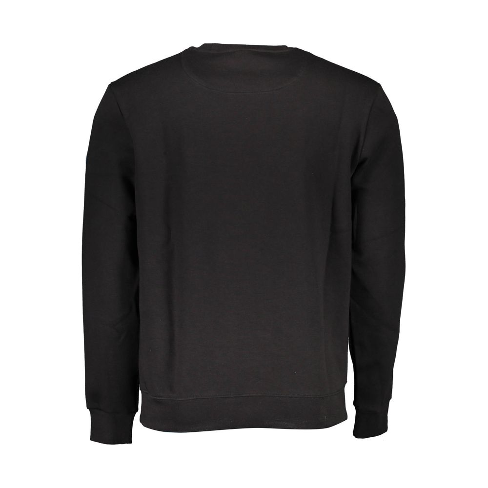 Back view of North Sails "Black Cotton Men Sweater" featuring long sleeves and a crew neck design, showcasing sophisticated style.