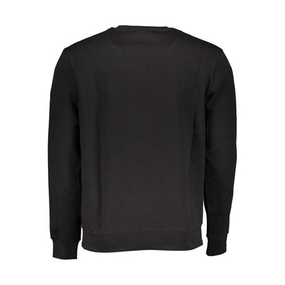 Back view of North Sails "Black Cotton Men Sweater" featuring long sleeves and a crew neck design, showcasing sophisticated style.