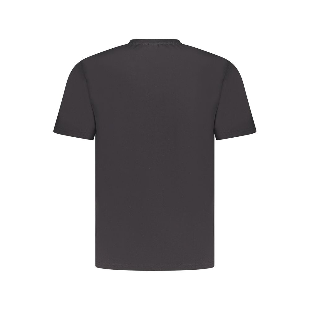 Back view of North Sails Black Cotton Men TShirt showcasing short sleeves and high-quality fabric.
