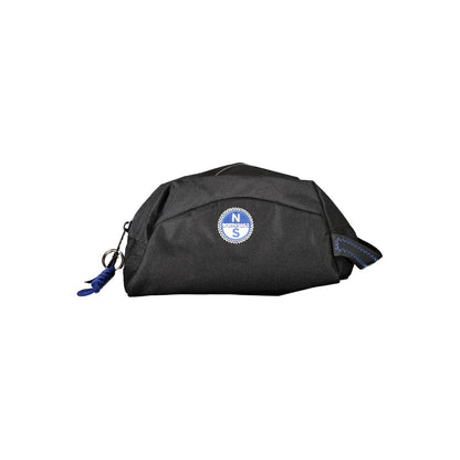 North Sails Black Polyester Men Leather Accessory with logo and zip closure, sleek organization beauty case for travel.
