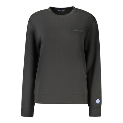North Sails Black Polyester Women Sweater with crew neck and long sleeves, featuring a relief print and logo, versatile chic black design.