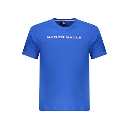 North Sails Blue Cotton Men TShirt with logo on chest, crew neck design
