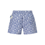 North Sails Blue Polyester Swimwear patterned swim boxer with pockets and elastic waist, featuring ocean-inspired design and logo.