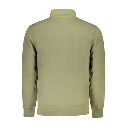 Back view of North Sails Green Cotton Men Sweater showcasing long sleeves and a soft brushed interior for comfort and style.