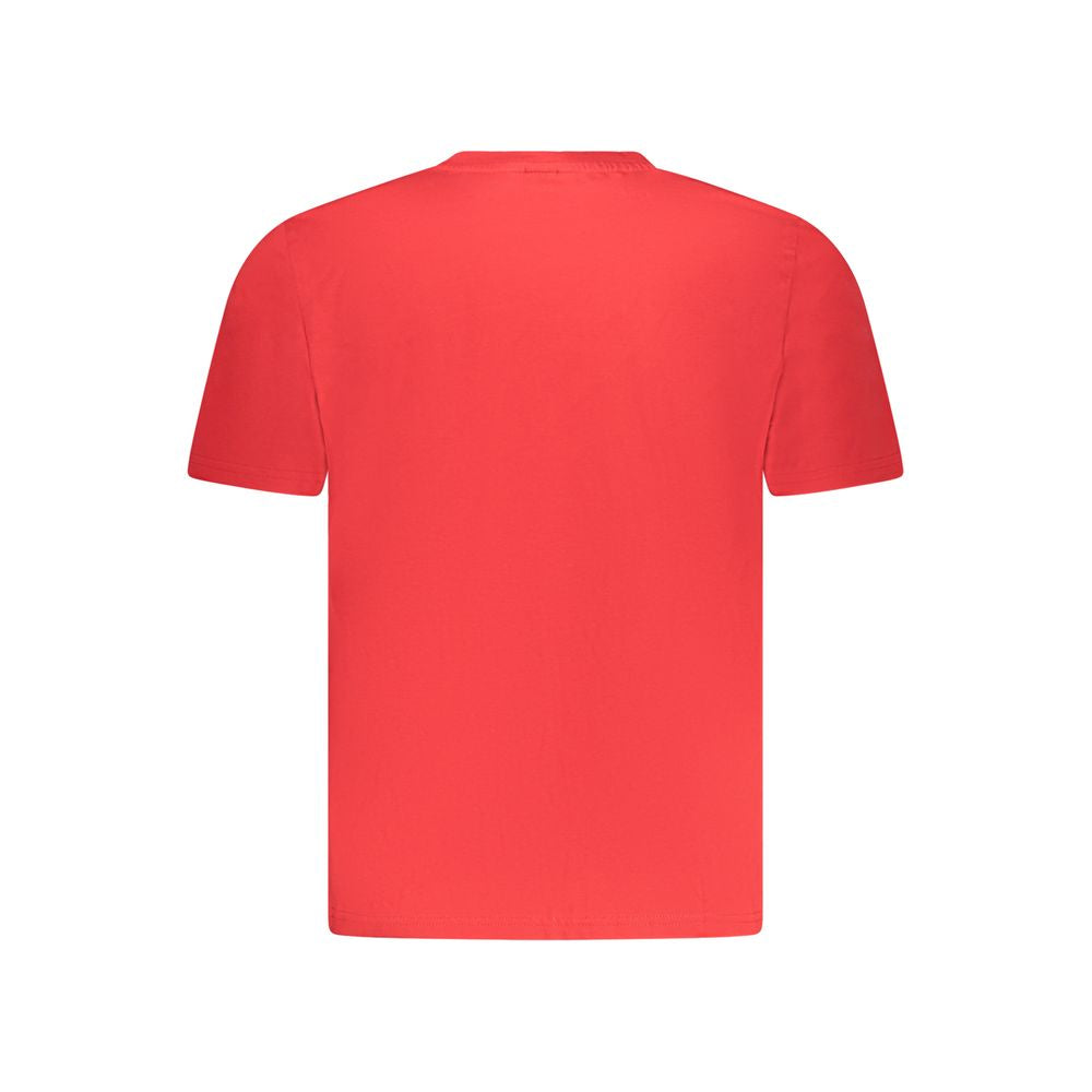 Back view of North Sails Red Cotton Men T-Shirt showcasing vibrant color and simple design.