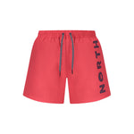 North Sails Red Cotton Swimwear with elastic waist, lace closure, logo print, and contrasting details.