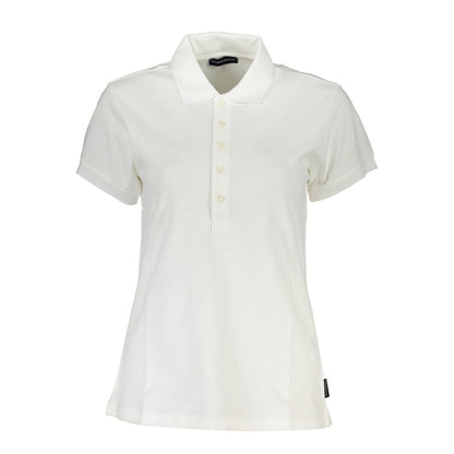 North Sails White Cotton Women Polo Shirt with short sleeves and brand logo, made from organic cotton with elastane for a comfortable fit.