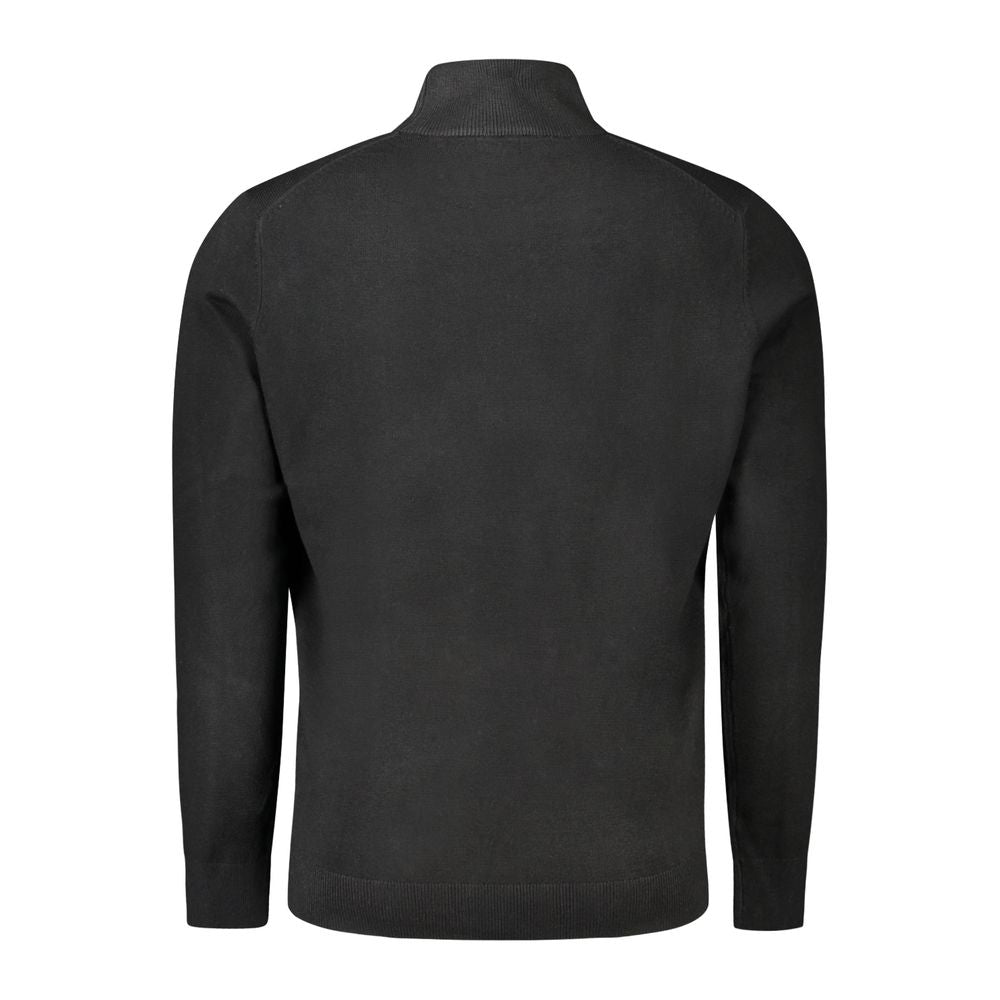 Back view of Norway 1963 Black Polyamide Men Sweater with high neck and long sleeves.