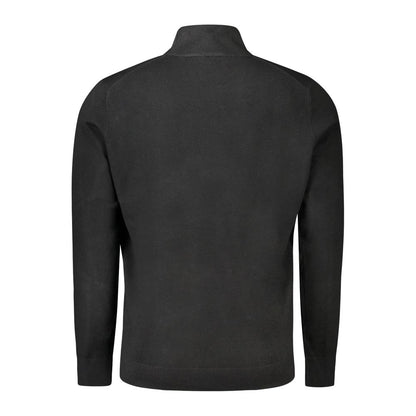 Back view of Norway 1963 Black Polyamide Men Sweater with high neck and long sleeves.