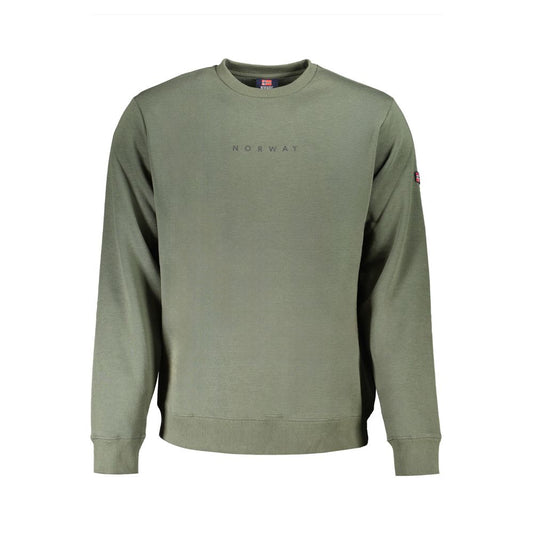 Norway 1963 Green Cotton Men Sweater with crew neck and bold logo, made of durable and soft materials for stylish comfort.