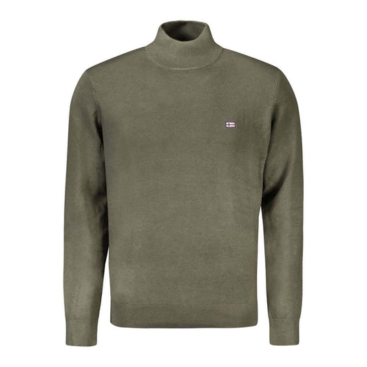 Norway 1963 Green Polyamide Men Sweater with high neck and logo embroidery.