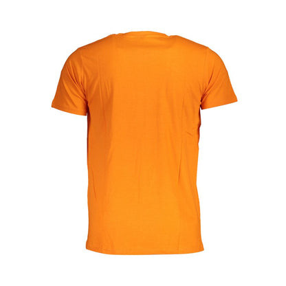 Back view of Norway 1963 Orange Cotton Men T-Shirt with crew neck and short sleeves, showcasing high-quality fabric and chic design.