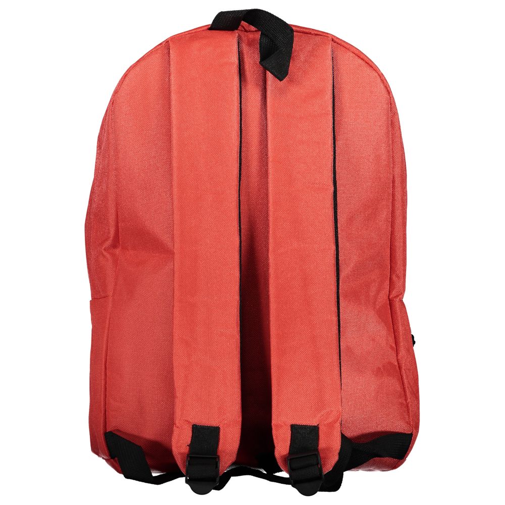 Back view of Norway 1963 Red Polyester Men Backpack with adjustable straps and sleek design.
