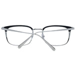 Omega Black Men Glasses Frame in black acetate and metal, full-rim rectangle style with demo lenses, perfect for modern fashion.