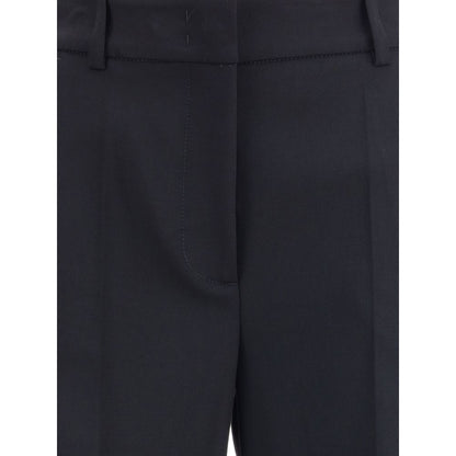 Close-up of P.A.R.O.S.H. Black Fleece Wool Casual Pants with elegant design and side pockets.