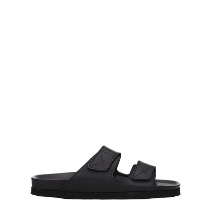Palm Angels Black Leather Slippers