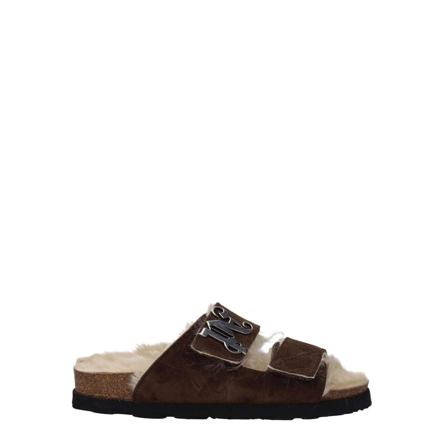 Palm Angels Brown Leather Slippers