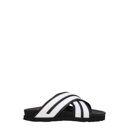 Palm Angels White Leather Slippers
