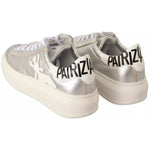 Patrizia Pepe Silver Full Grain Leather Lace Up Sneakers Shoes LA9356-35